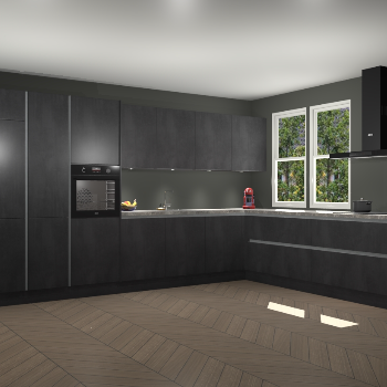 Beton Zwarte greeploze keuken Opole 61633