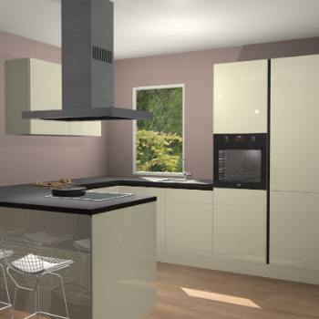 Magnolia hoogglans greeploze  keuken Kalisz 58731