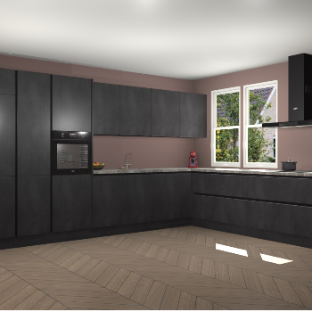 Beton Zwarte greeploze keuken Opole 61648