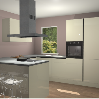 Magnolia hoogglans greeploze  keuken Kalisz 58719