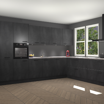 Beton Zwarte keuken Opole 61639