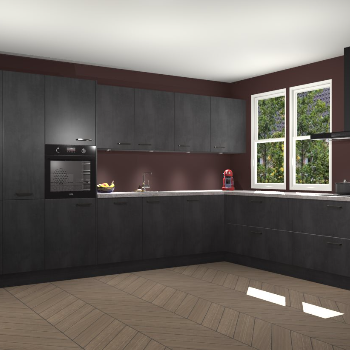 Beton Zwarte keuken Opole 61644