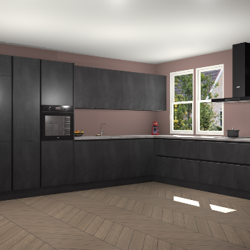 Beton Zwarte greeploze keuken Opole 61649