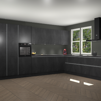 Beton Zwarte greeploze keuken Opole 61635