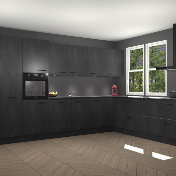 Beton Zwarte keuken Opole 61640