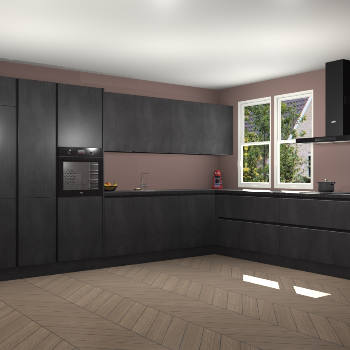 Beton Zwarte greeploze keuken Opole 61650