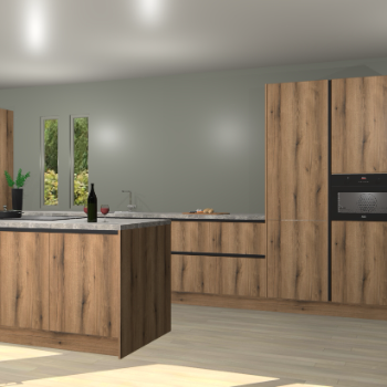 Goud eiken greeploze keuken Krakor 77083