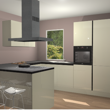 Magnolia hoogglans greeploze  keuken Kalisz 58819