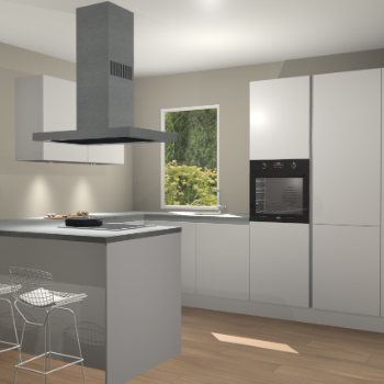 Zijdegrijze greeploze keuken Kalisz 59193
