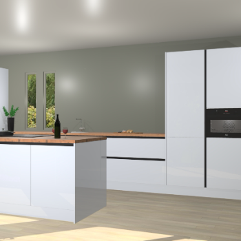 Sneeuwwitte hoogglans greeploze keuken Krakor 77802