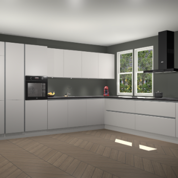 Zijdegrijze greeploze keuken Opole 60336