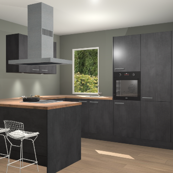 Beton Zwarte keuken Kalisz 60070