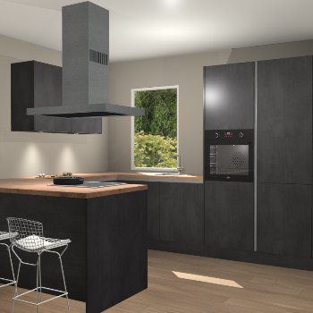 Beton Zwarte greeploze keuken Kalisz 60072