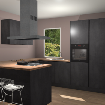 Beton Zwarte greeploze  keuken Kalisz 60075