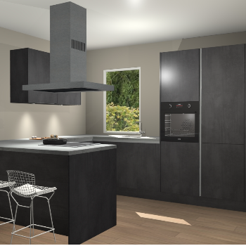 Beton Zwarte greeploze keuken Kalisz 60092