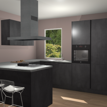 Beton Zwarte greeploze  keuken Kalisz 60095