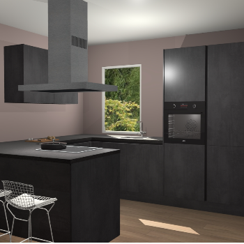 Beton Zwarte greeploze  keuken Kalisz 60119