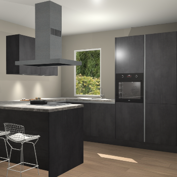 Beton Zwarte greeploze keuken Kalisz 60160