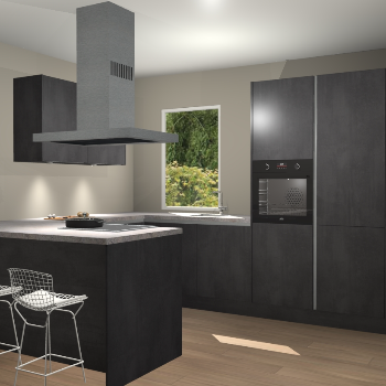 Beton Zwarte greeploze keuken Kalisz 60176