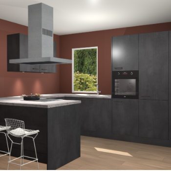 Beton Zwarte keuken Kalisz 60178