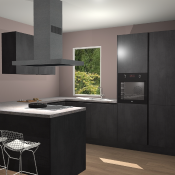 Beton Zwarte greeploze  keuken Kalisz 60179