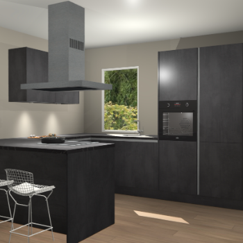 Beton Zwarte greeploze keuken Kalisz 60195