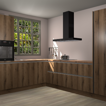 Goud eiken greeploze keuken Radom 54020