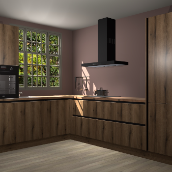 Goud eiken greeploze keuken Radom 54023