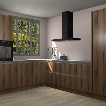 Goud eiken greeploze keuken Radom 54216