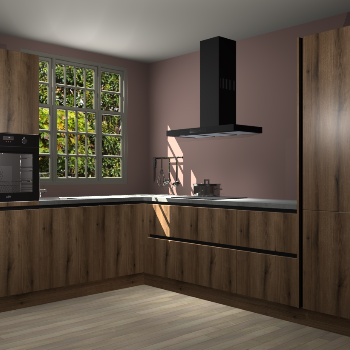 Goud eiken greeploze keuken Radom 54233