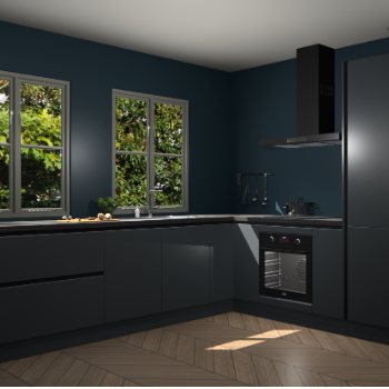 Onyxgrijze greeploze  keuken Konin 64397