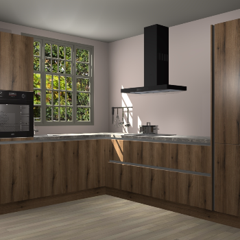 Goud eiken greeploze keuken Radom 54218