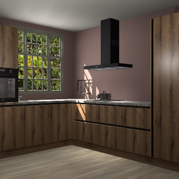 Goud eiken greeploze keuken Radom 54236