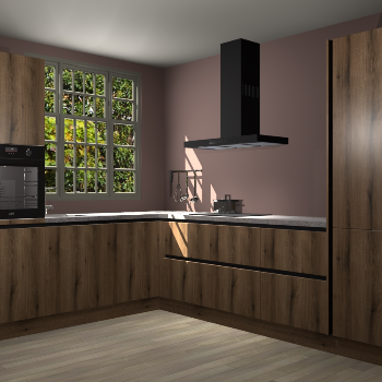 Goud eiken greeploze keuken Radom 54237