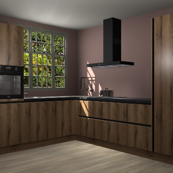 Goud eiken greeploze keuken Radom 54238