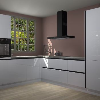 Sneeuwwitte hoogglans greeploze keuken Radom 55237