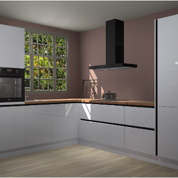 Sneeuwwitte hoogglans greeploze keuken Radom 54832