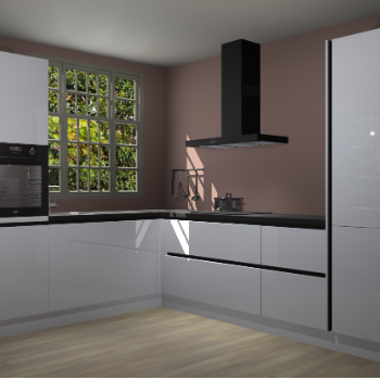 Sneeuwwitte hoogglans greeploze keuken Radom 55238