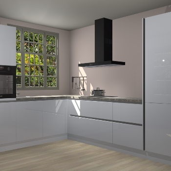 Sneeuwwitte hoogglans greeploze keuken Radom 55217