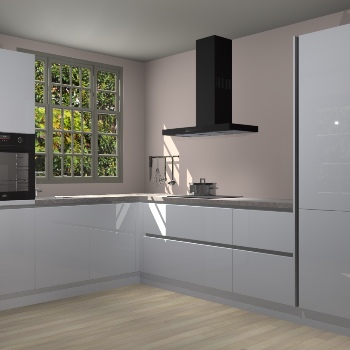 Sneeuwwitte hoogglans greeploze keuken Radom 55218