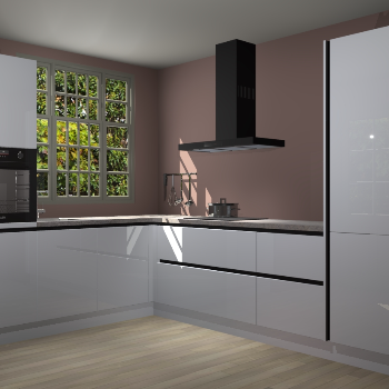 Sneeuwwitte hoogglans greeploze keuken Radom 55241