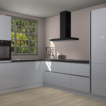 Sneeuwwitte hoogglans greeploze keuken Radom 55219