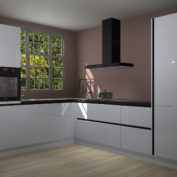 Sneeuwwitte hoogglans greeploze keuken Radom 55242