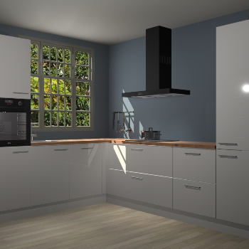 Zijdegrijze hoogglans keuken Radom 55199