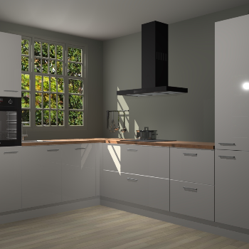 Zijdegrijze hoogglans keuken Radom 55206