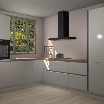 Zijdegrijze hoogglans greeploze keuken Radom 55213