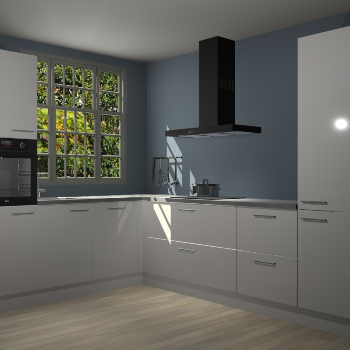 Zijdegrijze hoogglans keuken Radom 55254