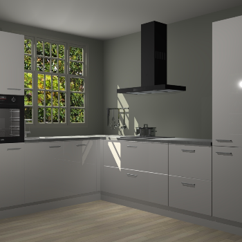 Zijdegrijze hoogglans keuken Radom 55259