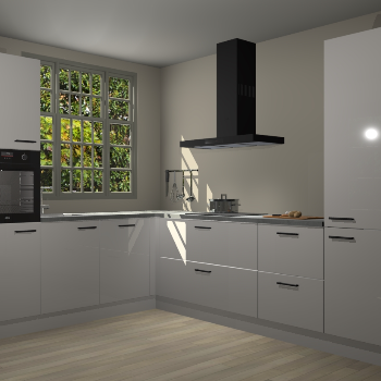 Zijdegrijze hoogglans keuken Radom 55269