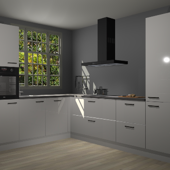 Zijdegrijze hoogglans keuken Radom 55274